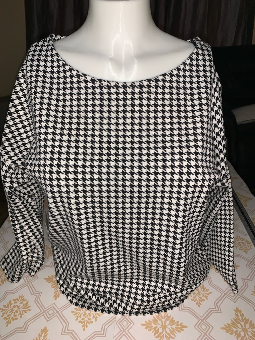 Black & White Houndstooth Blouse - Women Tops